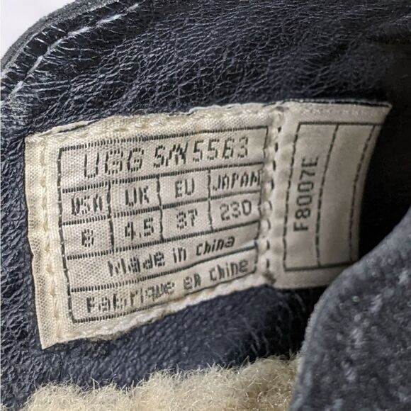 UGG Shearling Lined Black Suede Heeled Mules Clogs - Picture 14 of 14
